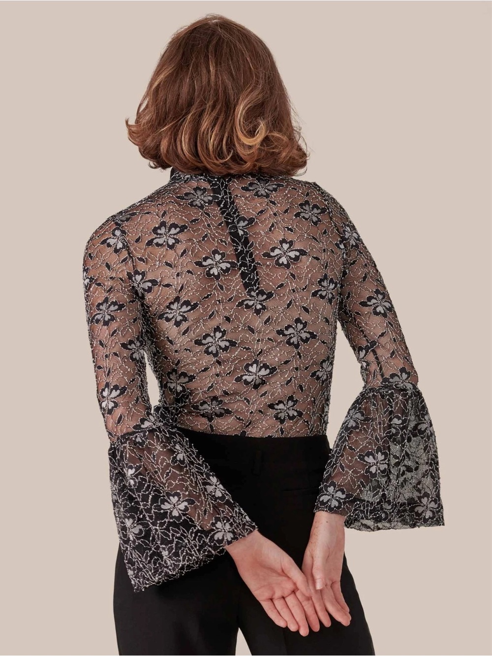 Anne Fontaine Sheer Black Lace Top Laurine Victorian Goth Romantic FR 42 US 10 - Picture 3 of 14